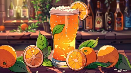 Canvas Print - The beer tangerine stands out in the cartoon