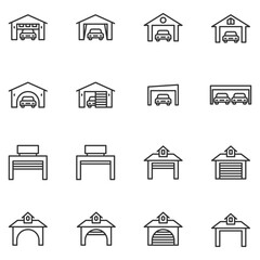 Wall Mural - garage icon line vector illustration