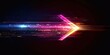 © SKIMP Art - A colorful arrow made of glowing light beams, pointing right at the center on a black background he arrow forms an elegant and dynamic shape with a sense of motion and speed Generative AI