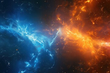 Wall Mural - A beautiful blue and orange sky with a large, glowing cloud