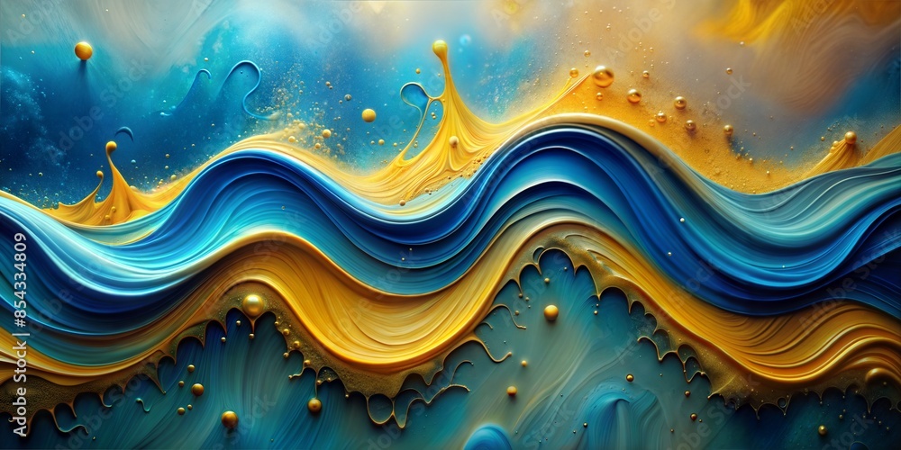 Fluid Art. Liquid Velvet blue abstract drips and wave. Grainy gradient ...
