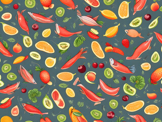 Wall Mural - seamless pattern with vegetables pattern, seamless, vector, wallpaper, illustration, texture,Ai generated 