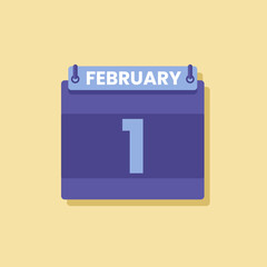 Wall Mural - Calendar date month icon flat february vector