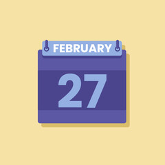 Wall Mural - Calendar date month icon flat february vector