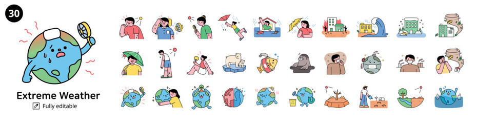 Wall Mural - warnings about natural disasters and environmental pollution caused by climate change. people and an