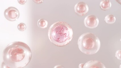 Wall Mural - macro shot of various pink gold bubbles in water rising up on the light background. super slow motio