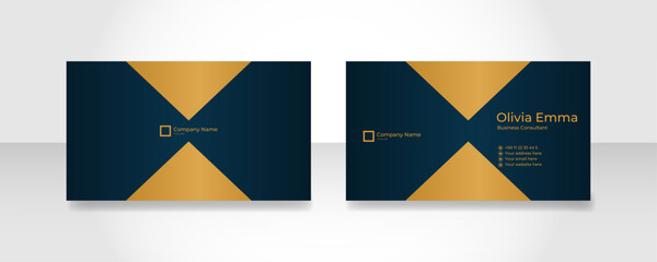 Wall Mural - Blue gold Business card template with abstract shapes