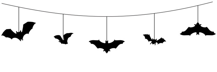 Wall Mural - silhouette illustration Hanging bat Vector for a  background holloween day