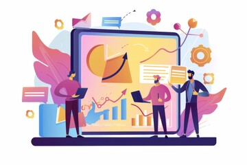 Conceptual Business Flat Illustration created with Generative AI