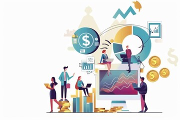 conceptual business flat illustration created with generative ai