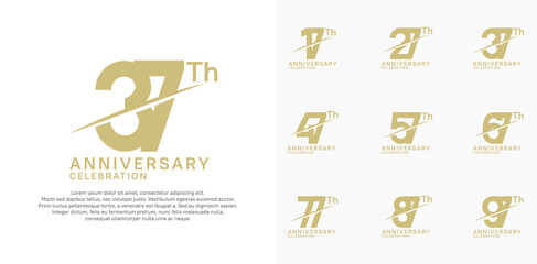 Wall Mural - anniversary logotype vector set with gold color and slash for celebration day