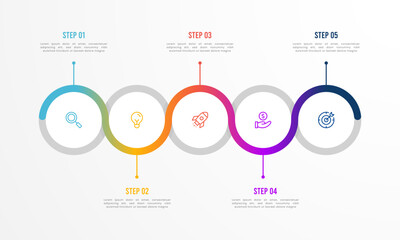 Wall Mural - infographic illustration design template with icons and 5 options or steps. can be used for process,