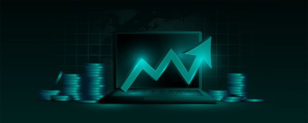 Wall Mural - technology background picture laptop concept data analysis business finance and investment sales bus