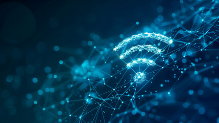 Wall Mural - wireless wi-fi network and connection abstract data background with wifi symbol