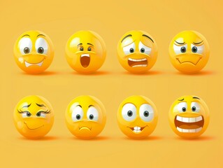 Vector illustration. A set of emoticons. A package of emoji icons. Funny yellow faces. Emoji Day