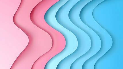 Wall Mural - Layered Paper Craft Abstract Background with Pink and Blue Gradient Copy Space