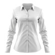 © Sim - 3d white long sleeve collar woman shirt front view full length on transparency background PNG