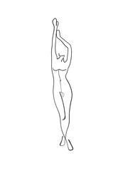 Wall Mural - A nude woman’s body is drawn in one line style. Printable art.