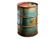 © Hanoi .s - Weathered metal trash can with rust, isolated on white, ideal for industrial themes.