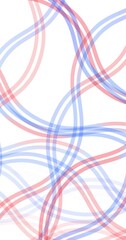 Wall Mural - Red blue curved lines pattern on white vertical looping background.