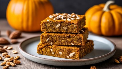 Poster -  Autumn delight  Pumpkin spice bars with a crunchy topping