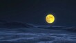 © AkuAku - Bright yellow moon shining in the night sky above the Arctic tundra in late summer