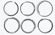 © Mohamad - Hand drawn circle line sketch set. Vector circular scribble doodle round circles for message note mark design element. Pencil or pen graffiti bubble or ball draft illustration