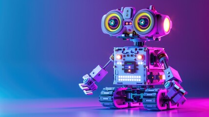 creating a robot on an arduino platform using diy ai on a purple background with space for text suit
