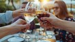 © Mockup Lab - hands clinking two glasses of champagne, Drinking alcohol, party friends, celebration hd banner background