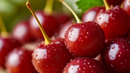 Canvas Print -  Fresh and juicy cherries ready to be savored