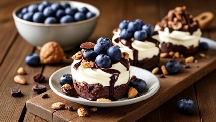 Sticker -  Delicious dessert with blueberries and nuts