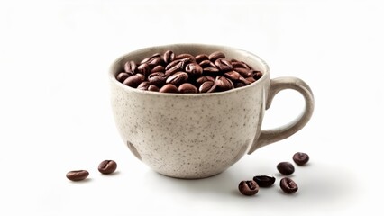 Canvas Print -  Coffee beans in a mug ready to brew