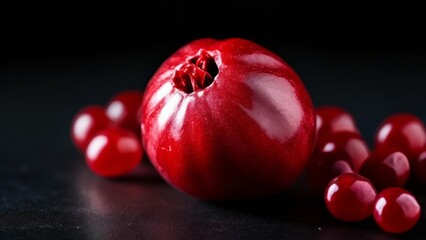 Wall Mural -  Bright red apple with a bite taken out of it