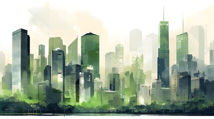 Wall Mural - Panoramic view of the city. Illustration for your design