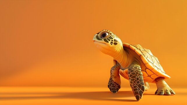 Vibrant Orange Turtle Swimming in Tranquil Water