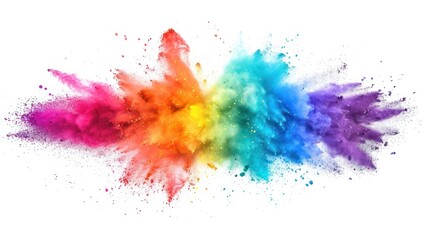 Wall Mural - Multicolored Powder Explosion Isolated on White Background