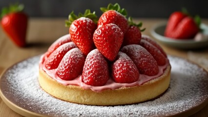 Wall Mural -  Deliciously tempting strawberry tart ready to be savored