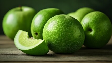 Canvas Print -  Freshly cut green apple ready to enjoy