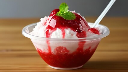 Poster -  Deliciously refreshing strawberry ice cream dessert