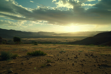 Wall Mural - Wide shot of The Moroccan Rif plateau