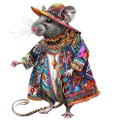 Wall Mural - Rat ethnic fusion fashion