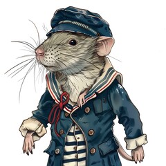 Wall Mural - Rat nautical fashion