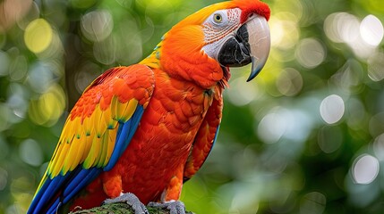 Wall Mural - red and yellow macaw parrot HD 8K wallpaper Stock Photographic Image  