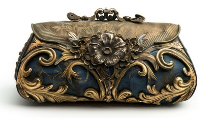 Antique women s clutch photographed on a white background