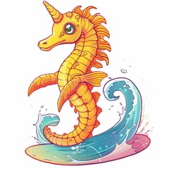 Wall Mural - Seahorse surfer style fashion