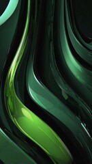 Wall Mural - modern green 3d glossy shiny glass wave on white background