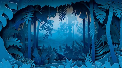 forest landscape paper cut out style, for wallpaper