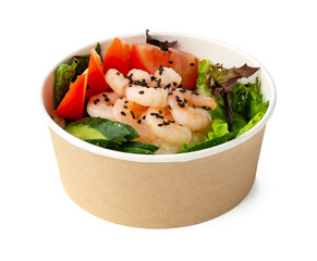 Wall Mural - Take out poke bowl isolated on white background