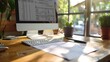 © vixion - Office Desk with Sunlight Streaming Through Window