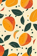 Wall Mural - mango pattern cartoon style